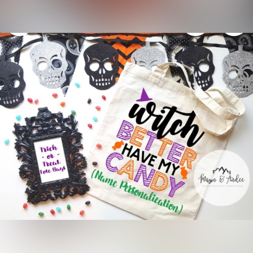 Trick or Treat Tote Bag Halloween Tote Bag Candy Bag